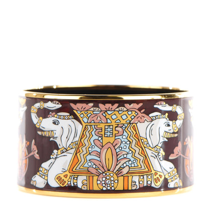Hermes Enamel Printed Elephant Torana Extra Wide Bracelet 70 1 of 6