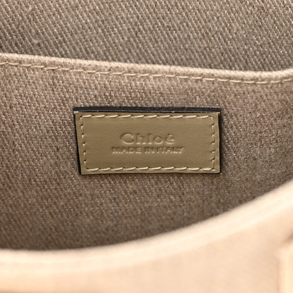 Chloe Cotton Calfskin Small Woody Ribbon Tote With Strap Slate Green 6 of 13