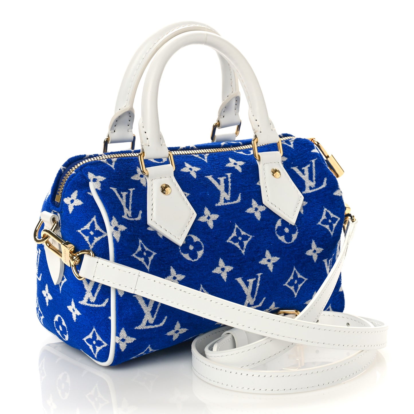 Jacquard Velvet Monogram LV Match Speedy Bandouliere 20 Blue