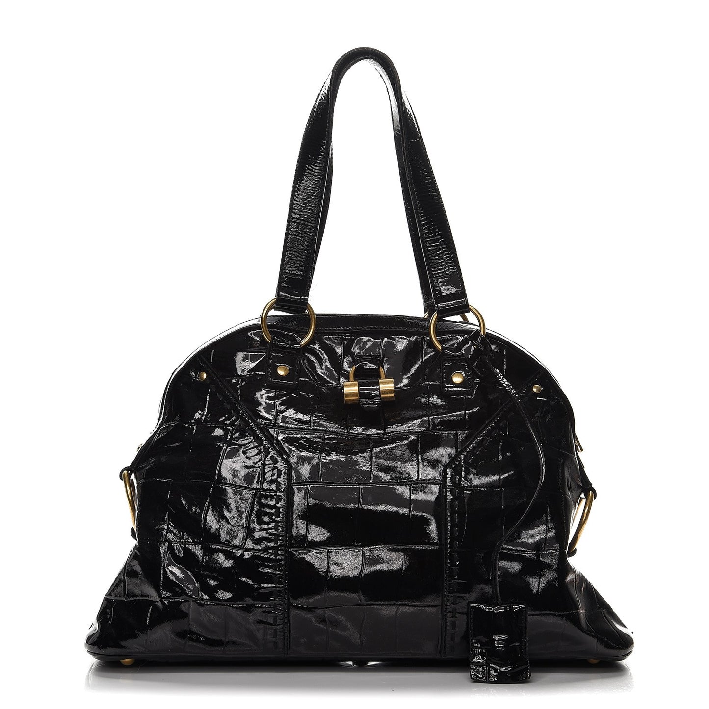 Crocodile Embossed Patent Large Muse Black