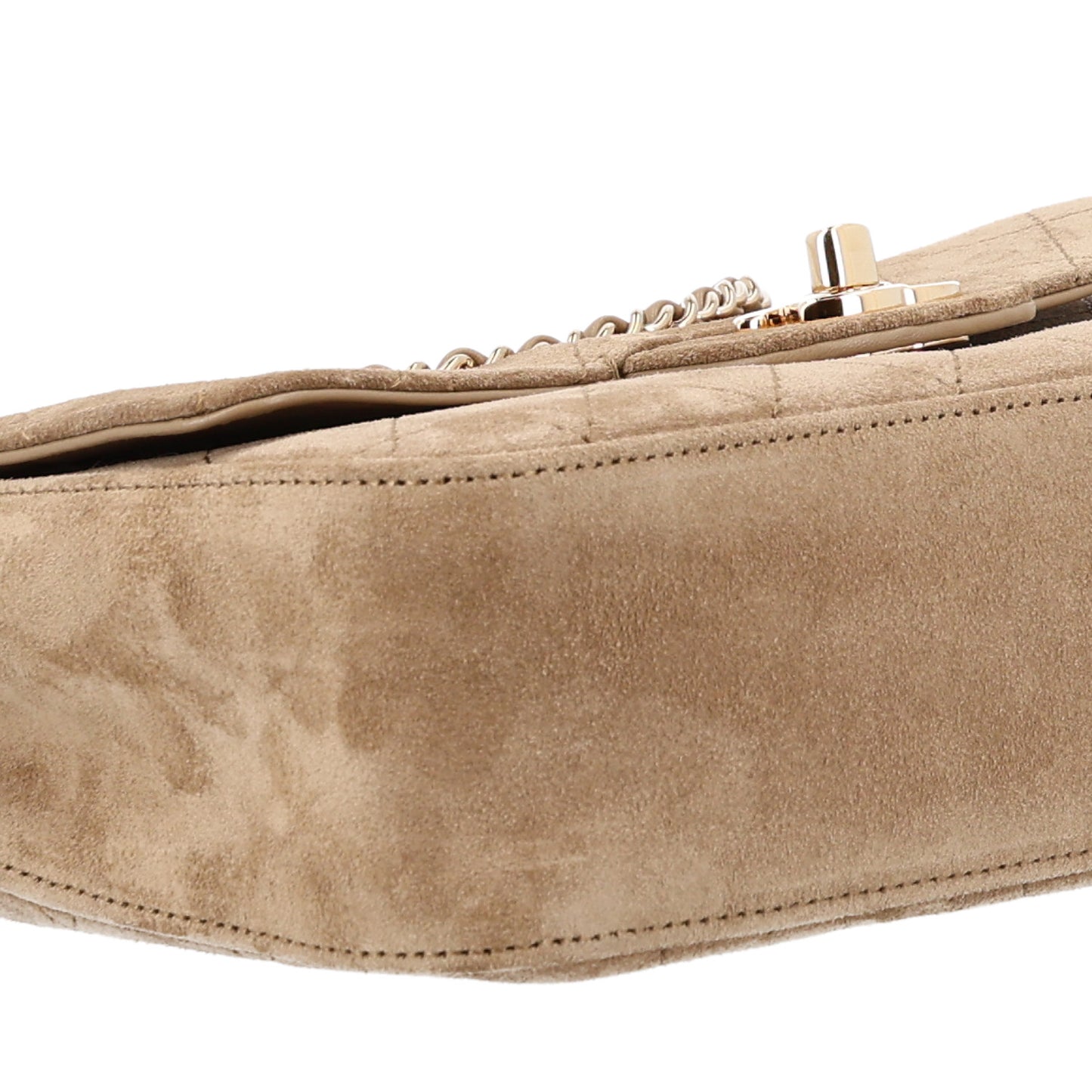 Suede Calfskin Mini Souplissimo Maxi Flap Dark Beige