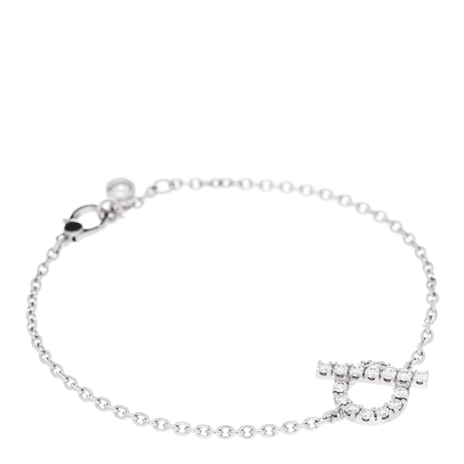 Hermes 18K White Gold Diamond Finesse Bracelet SH 1 of 4
