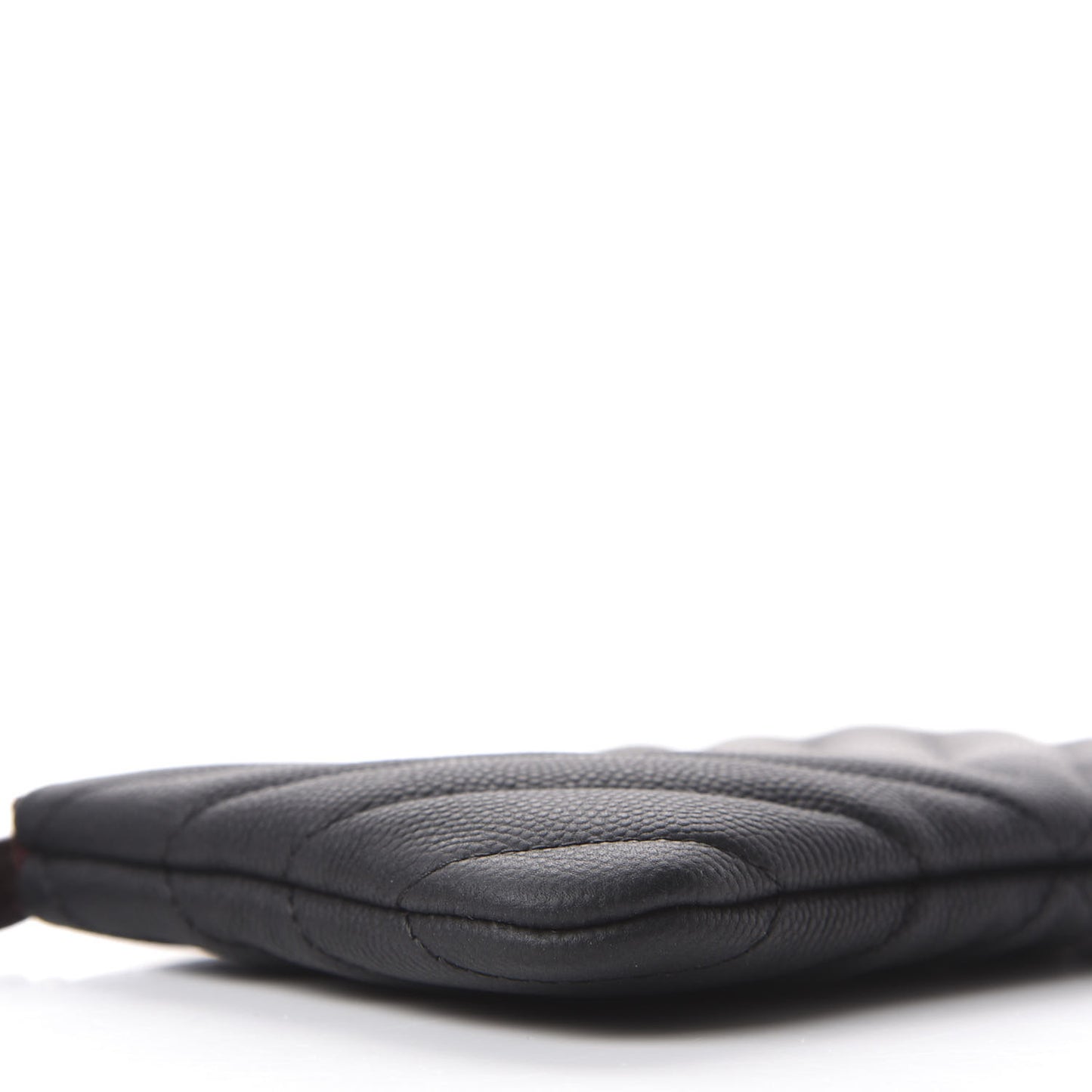 Caviar Chevron Quilted Small Cosmetic Case Black