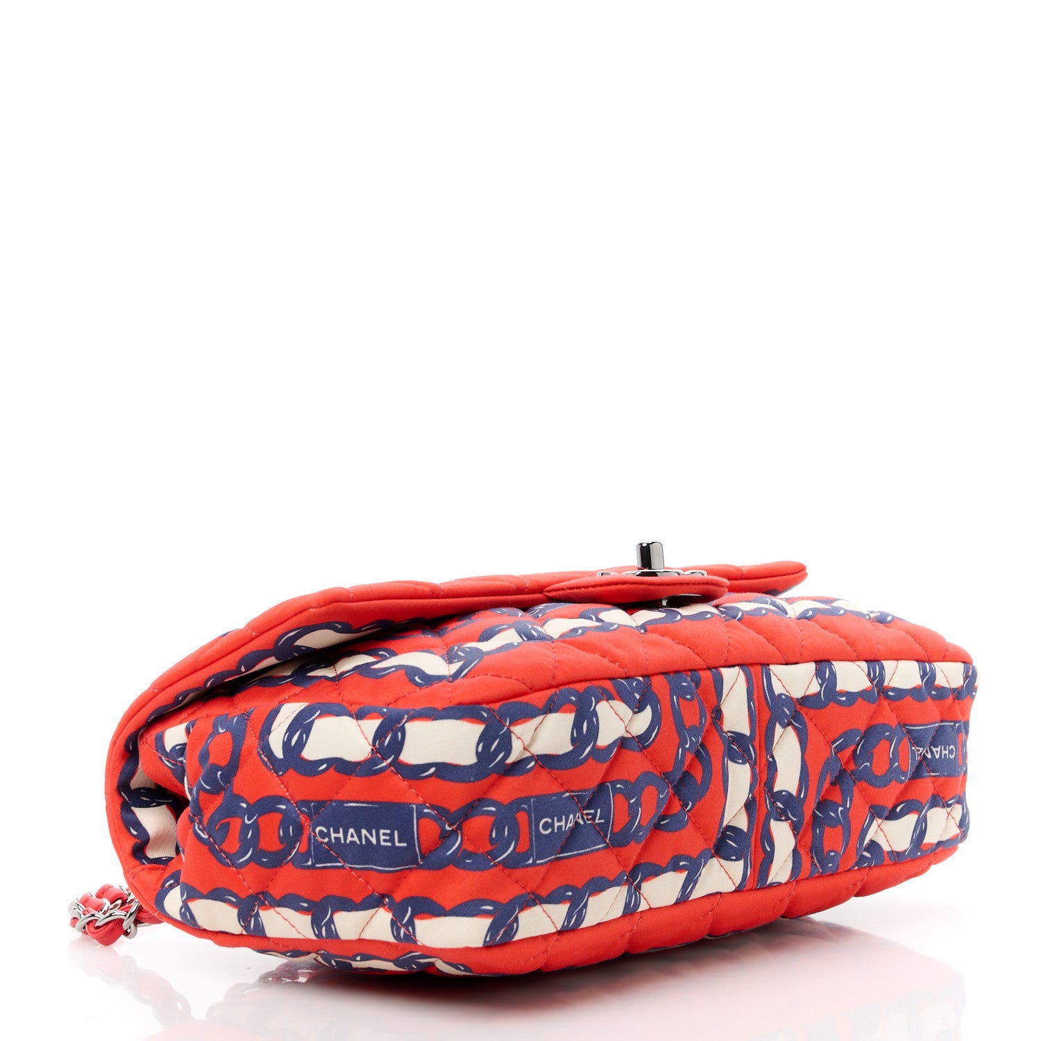 Chanel Silk Chain Printed Medium Single Flap Red 4 of 14