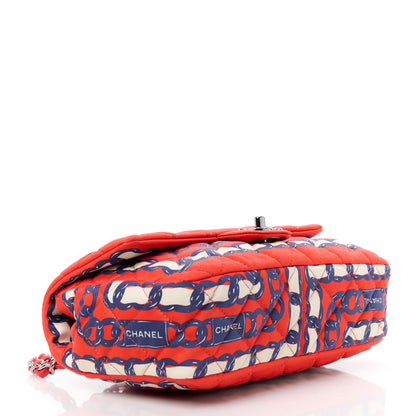 Chanel Silk Chain Printed Medium Single Flap Red 4 of 14