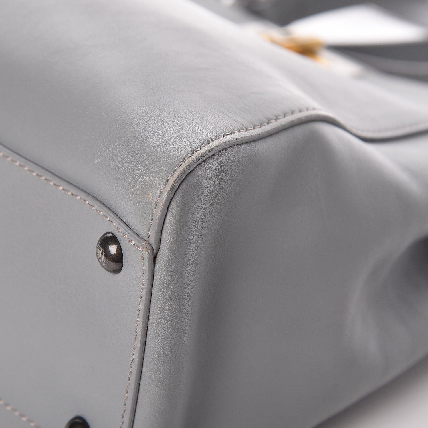 Fendi Vitello Suede Medium Peekaboo Iconic Satchel Grigio Chiaro 11 of 14