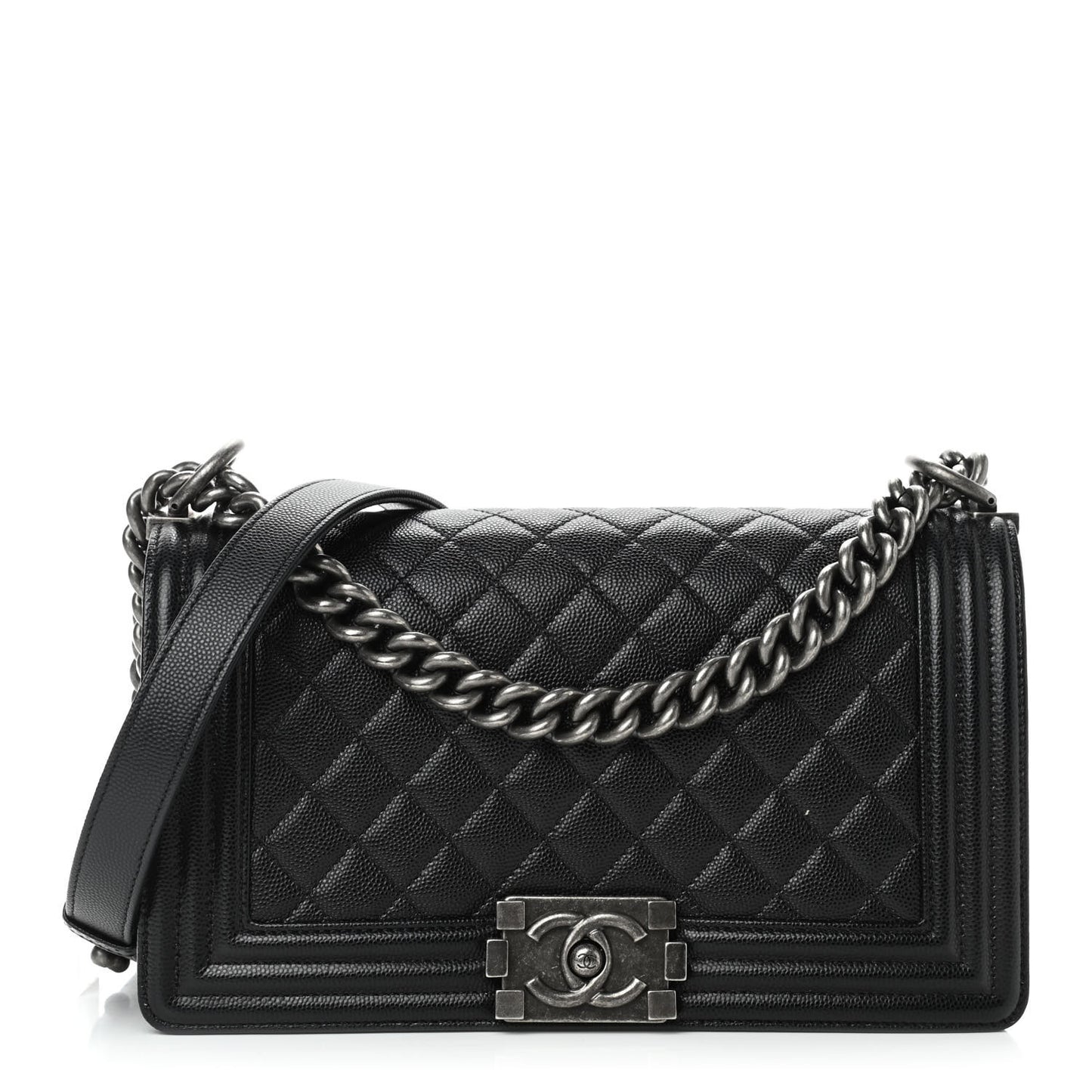 Caviar Quilted Medium Boy Flap Black