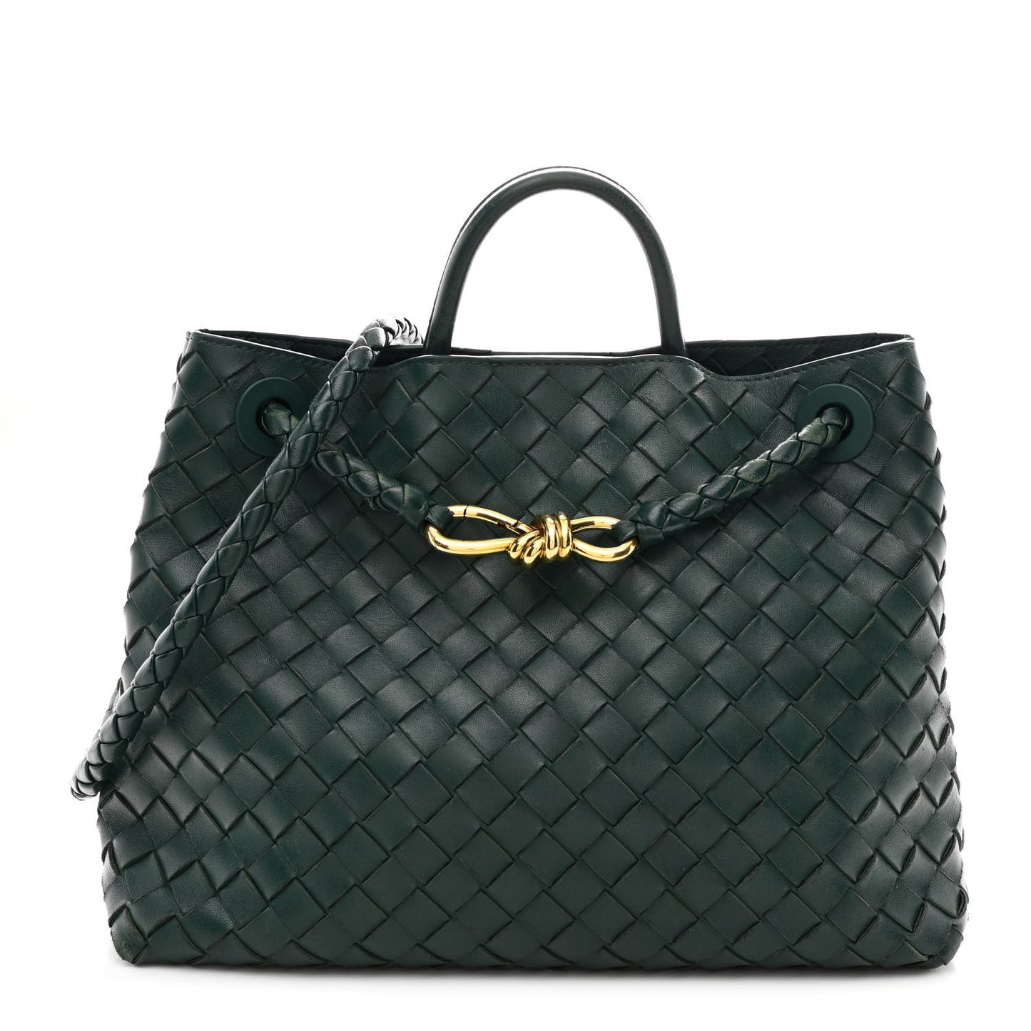 Nappa Intrecciato Medium Andiamo Shoulder Bag Emerald Green