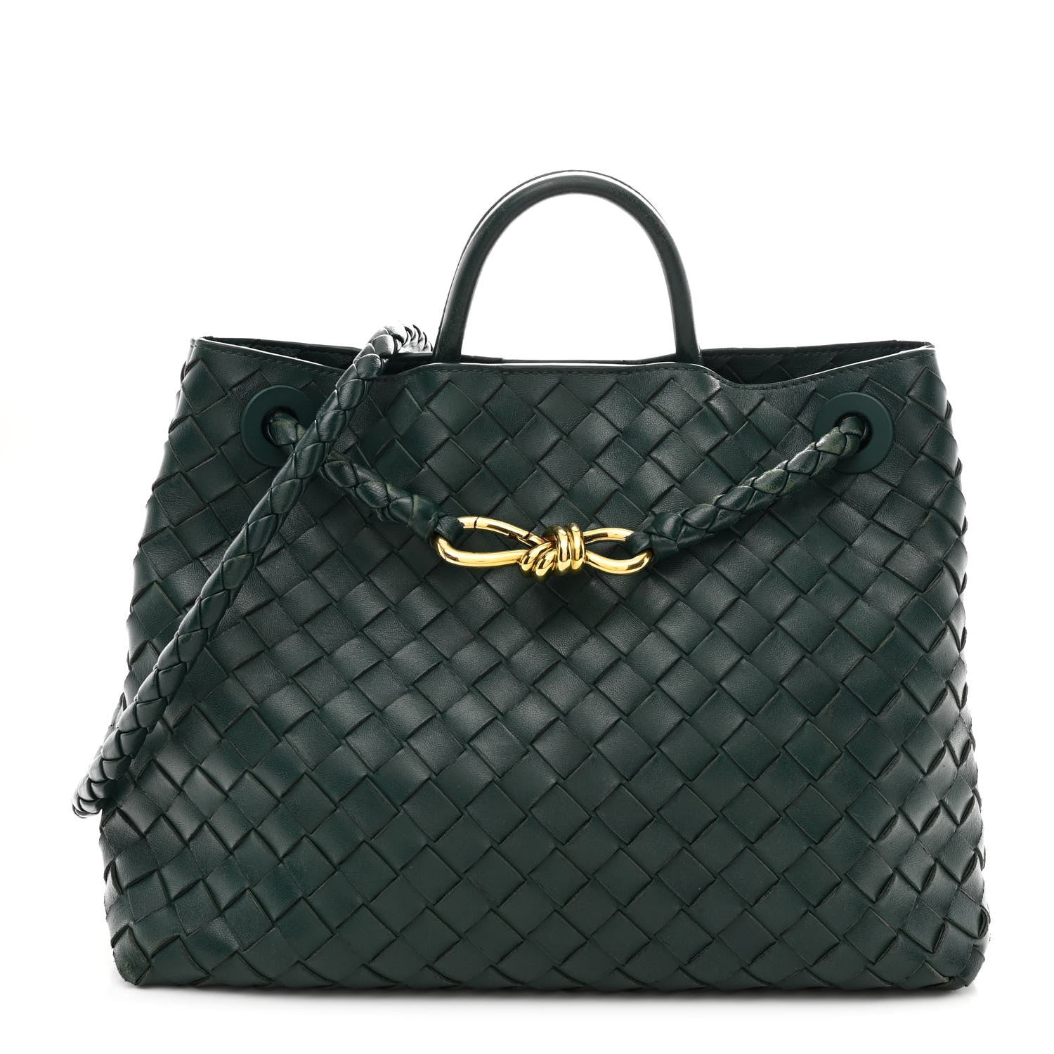 Bottega Veneta Nappa Intrecciato Medium Andiamo Shoulder Bag Emerald Green 1 of 9