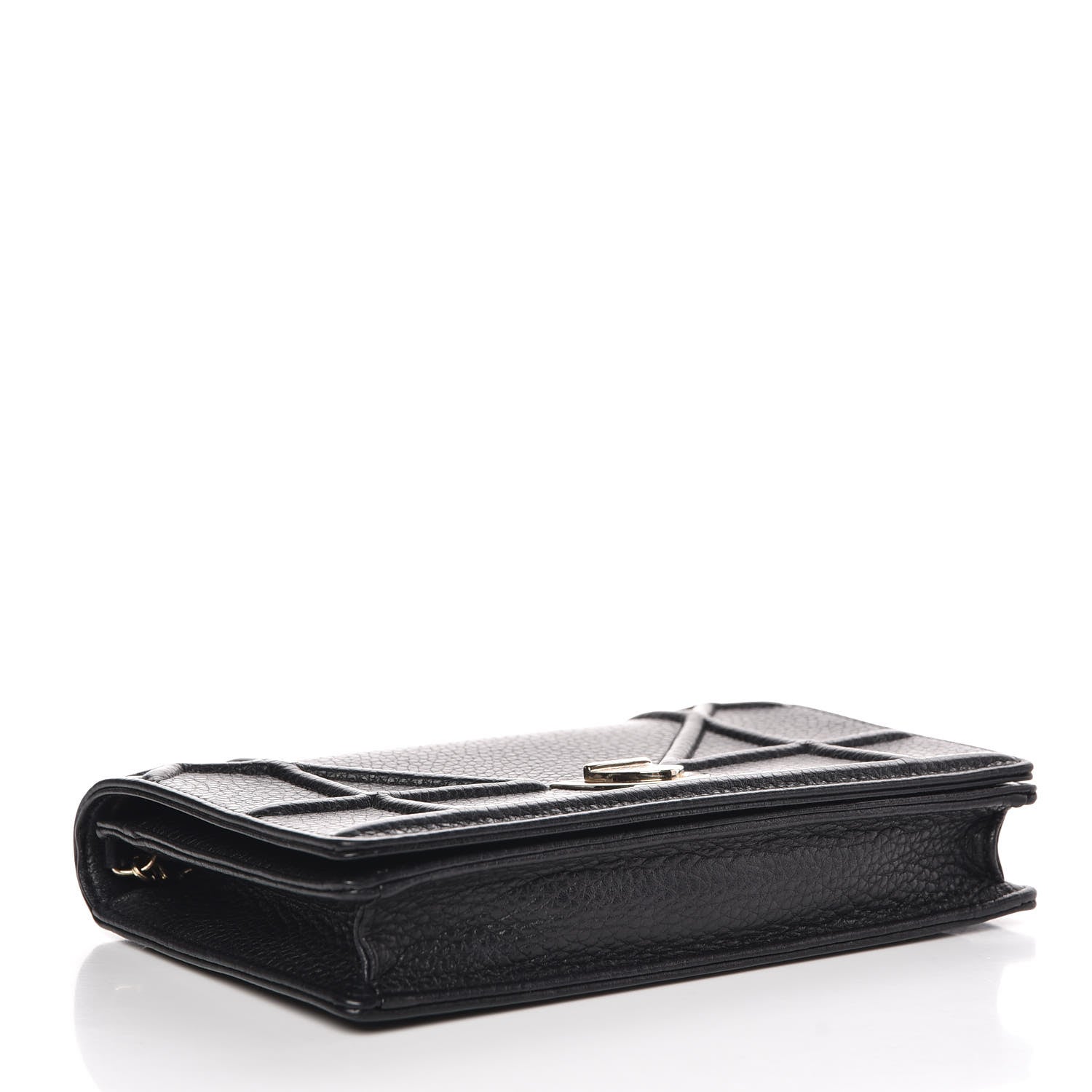Christian Dior Grained Calfskin Diorama Wallet on Chain Pouch Black 4 of 9