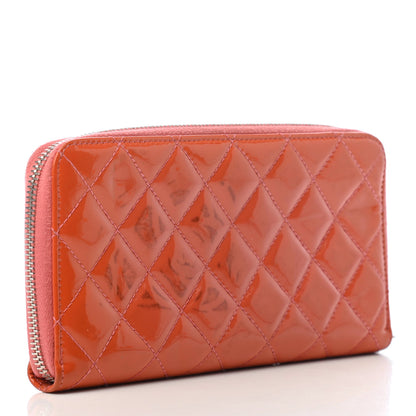 Chanel Patent Quilted Brilliant Zip Around Wallet Coral 3 of 8