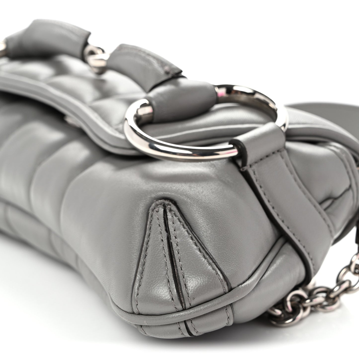 Nappa Vertical Matelasse Small Maxi Horsebit Chain Shoulder Bag Gray