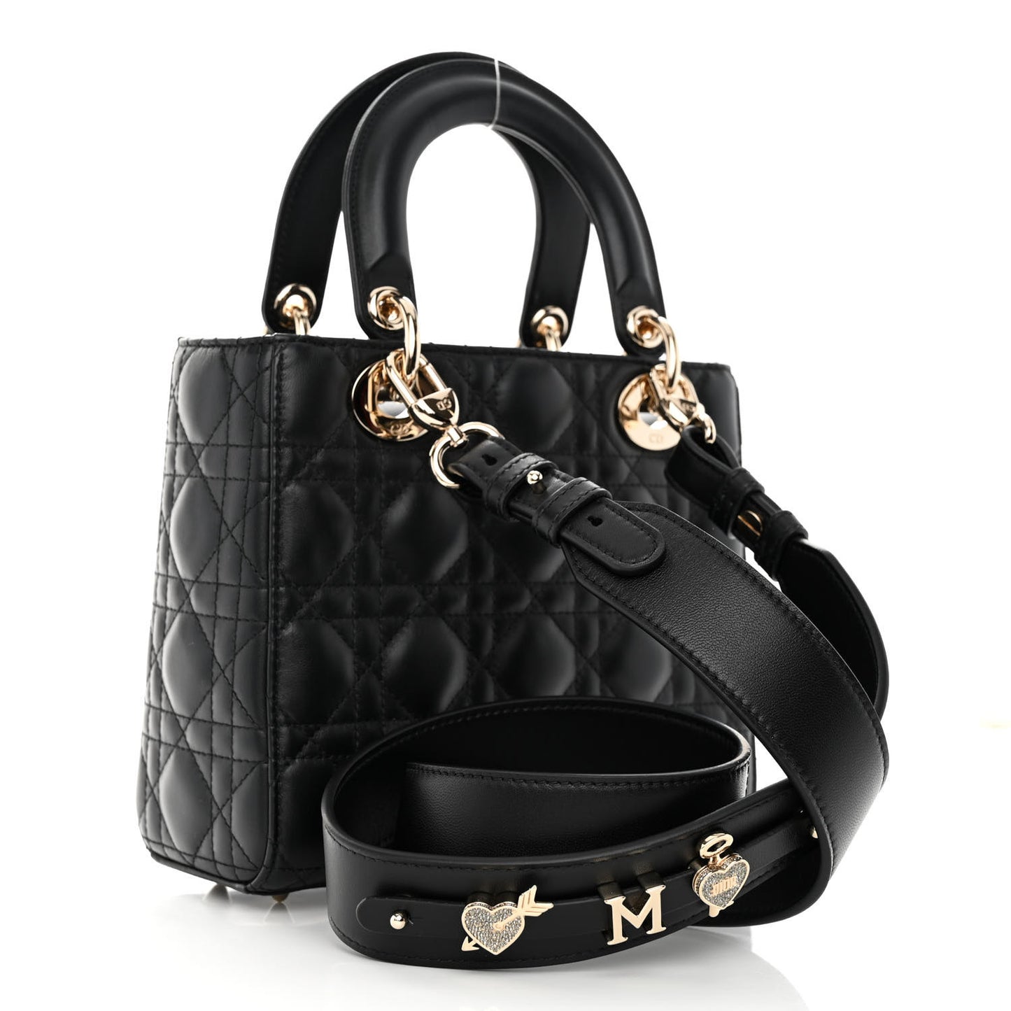 CHRISTIAN DIOR Lambskin Cannage Small My ABCDior Lady Dior Black