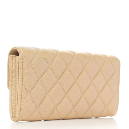 Chanel Iridescent Caviar Quilted Long Flap Wallet Beige 2 of 8