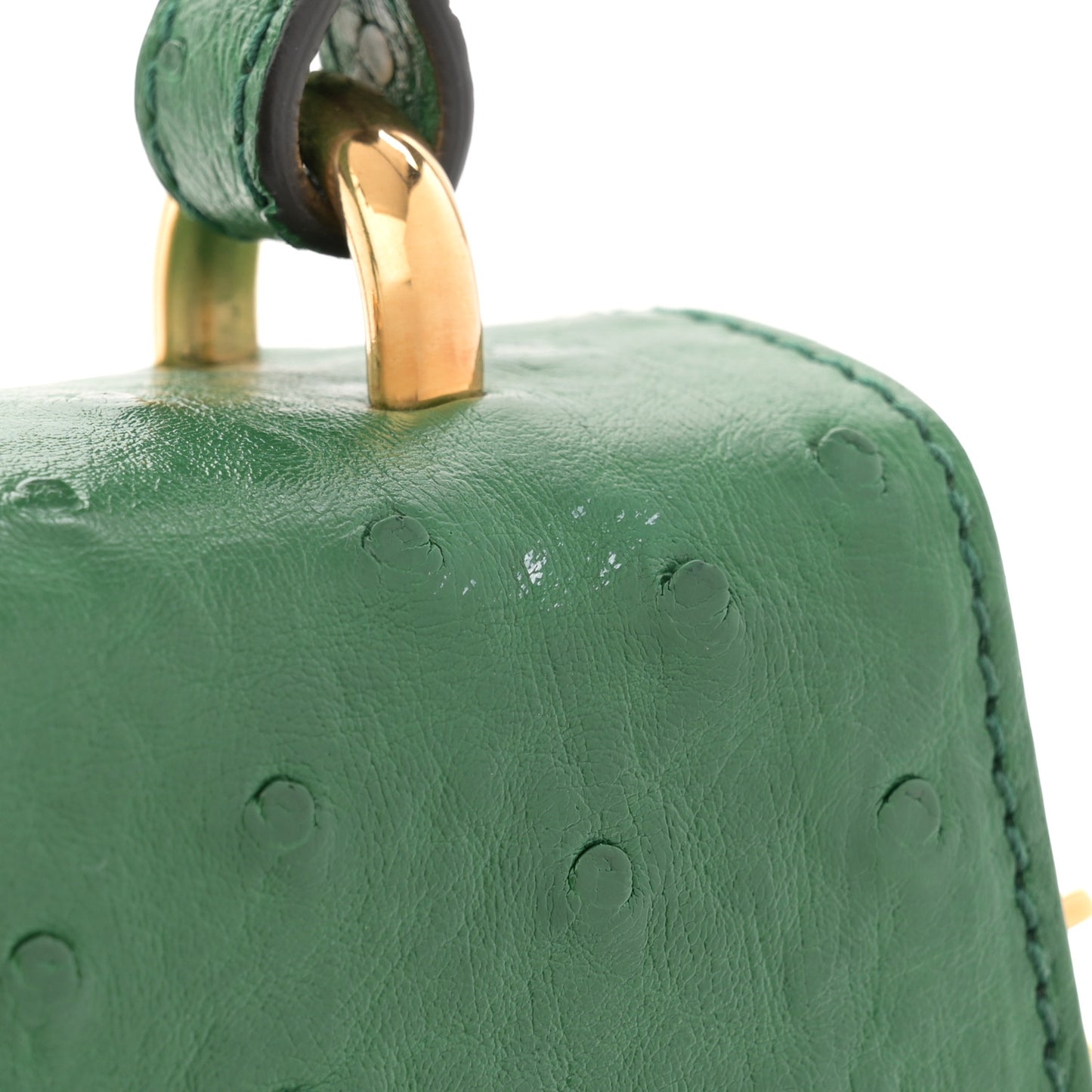 Ostrich Mini Sylvie Top Handle Bag Green