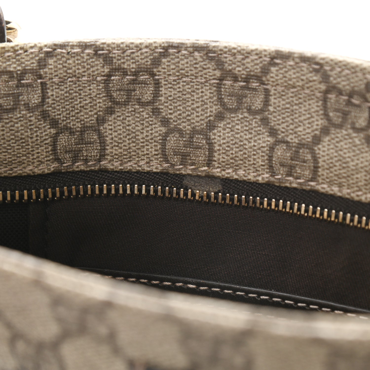 Gucci GG Supreme Monogram Selleria Calfskin Small Flat Side Zip Messenger Bag Beige Ebony Cocoa Dark Chocolate 9 of 9