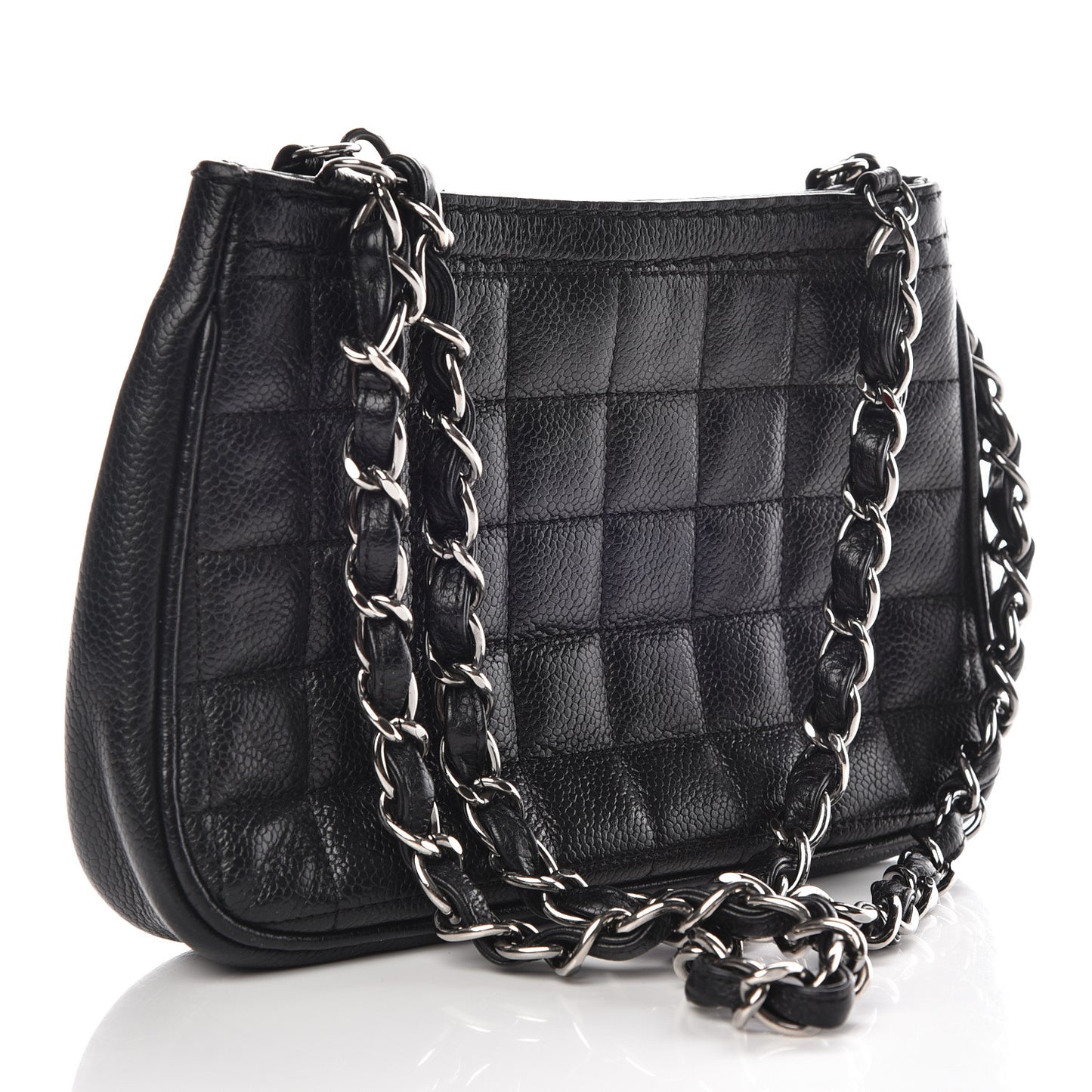 Caviar Square Quilted Shoulder Bag Black