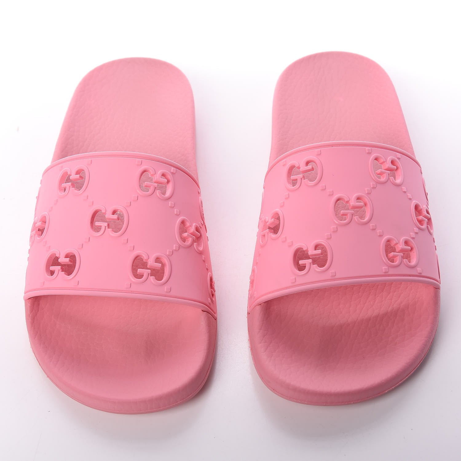 Gucci Rubber GG Monogram Perforated Womens Slide Sandals 38 Rose Box 5 of 10