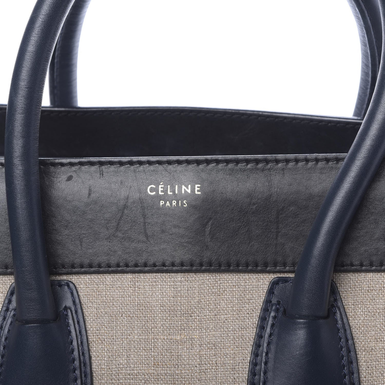 Celine Natural Canvas Smooth Calfskin Mini Luggage Cream 11 of 13