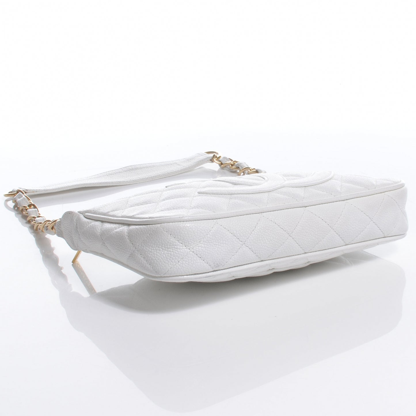Caviar Quilted Small Pochette White