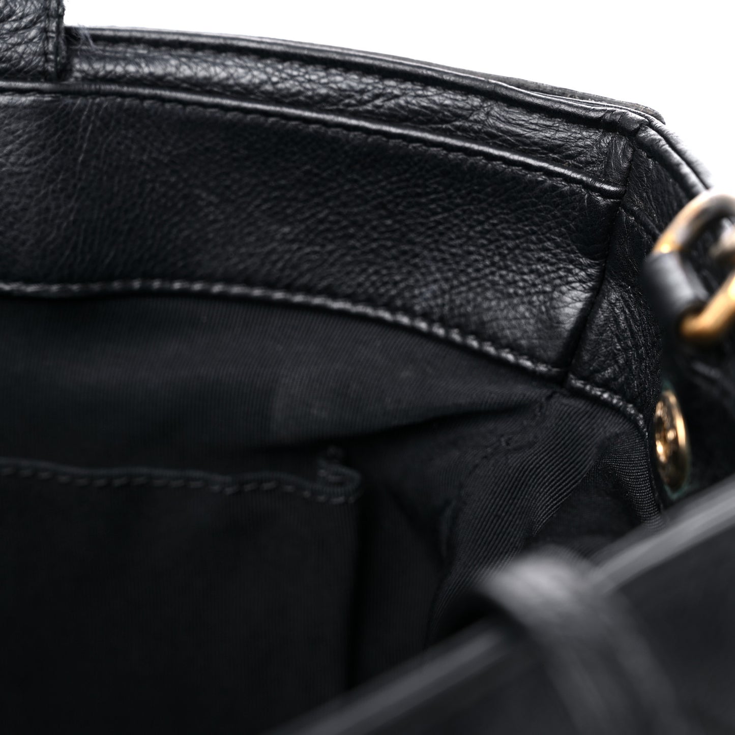 Calfskin Stitched Large Straight Lines Shopping Tote Black