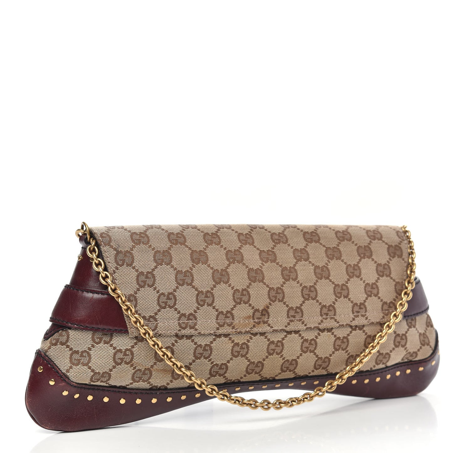 Monogram Studded Horsebit Clutch Bordeaux