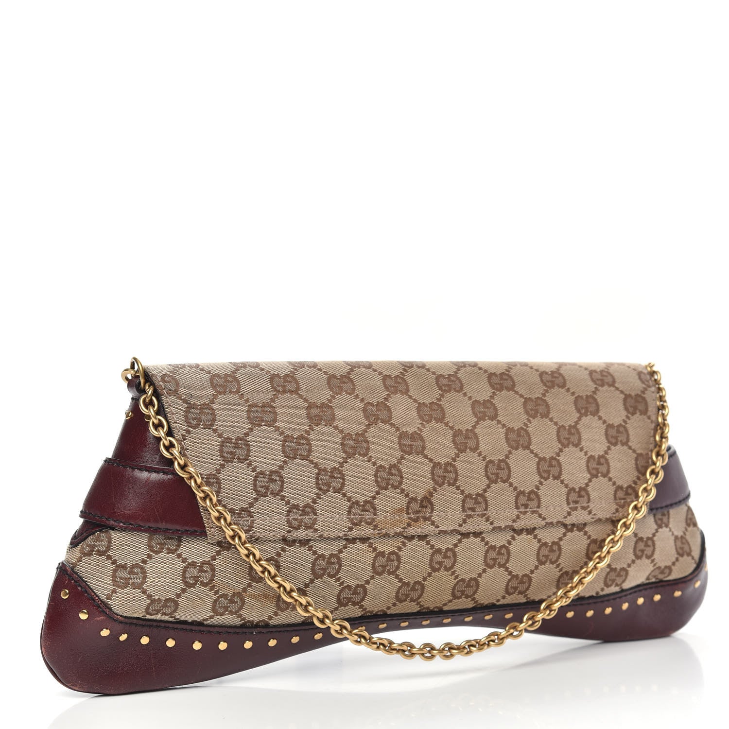 Gucci Monogram Studded Horsebit Clutch Bordeaux 3 of 14