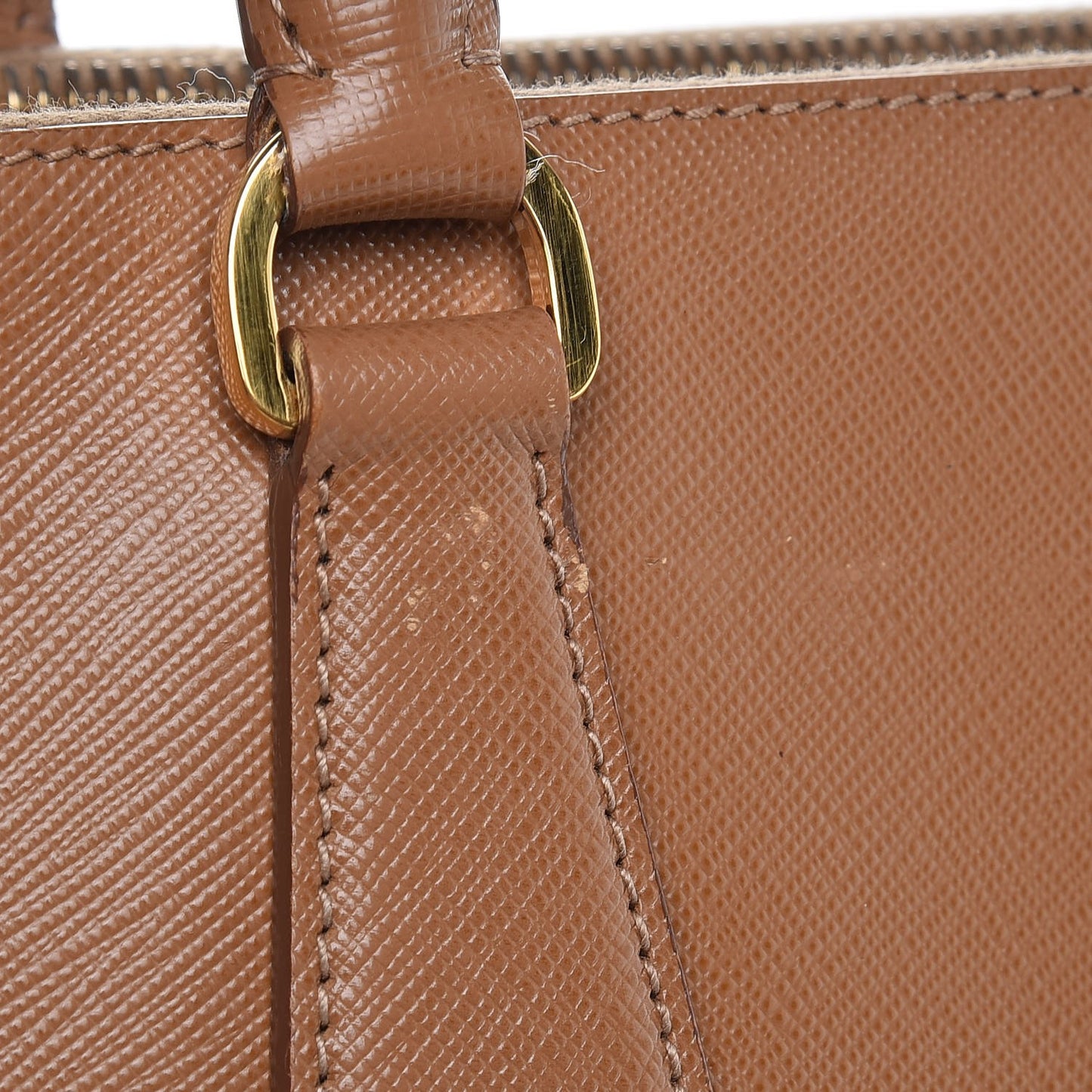 Saffiano Large Galleria Double Zip Tote Caramel
