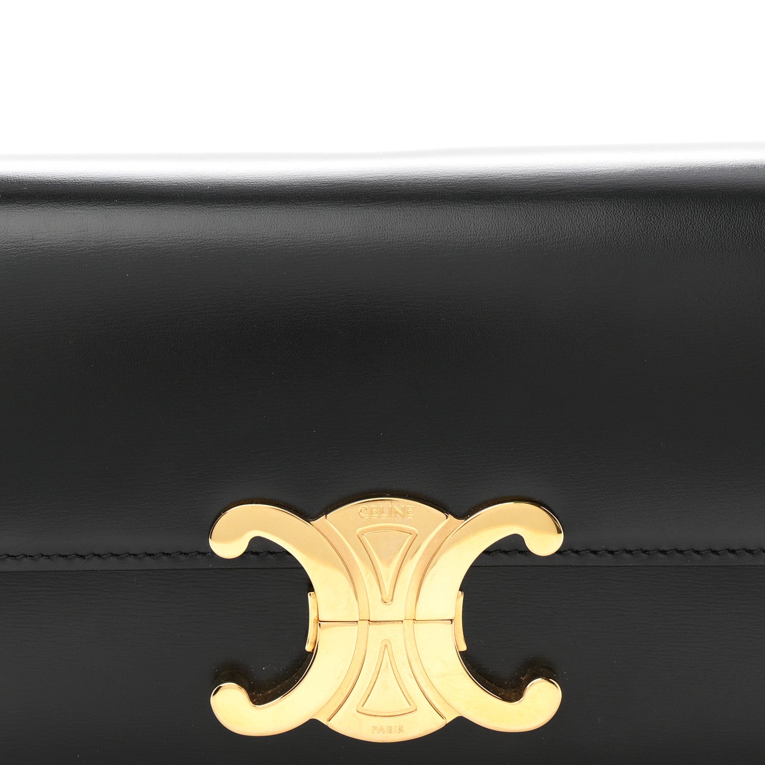 Celine Shiny Calfskin Triomphe Shoulder Bag Black 9 of 11