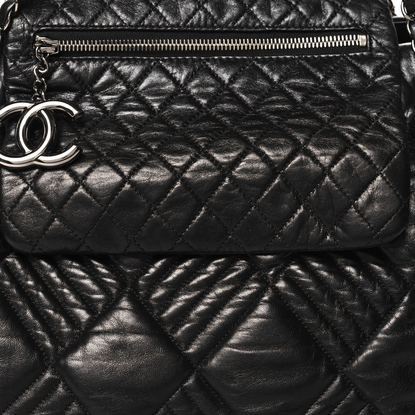 Lambskin Quilted In Out Flap Tote Black