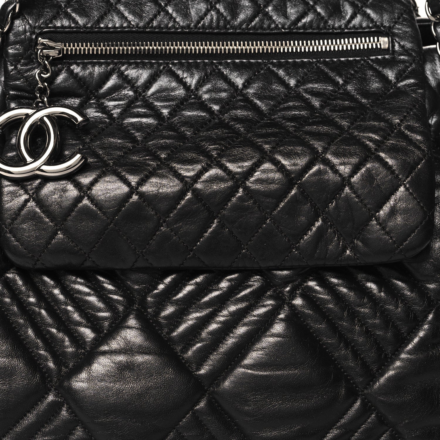 Chanel Lambskin Quilted In Out Flap Tote Black 8 of 12