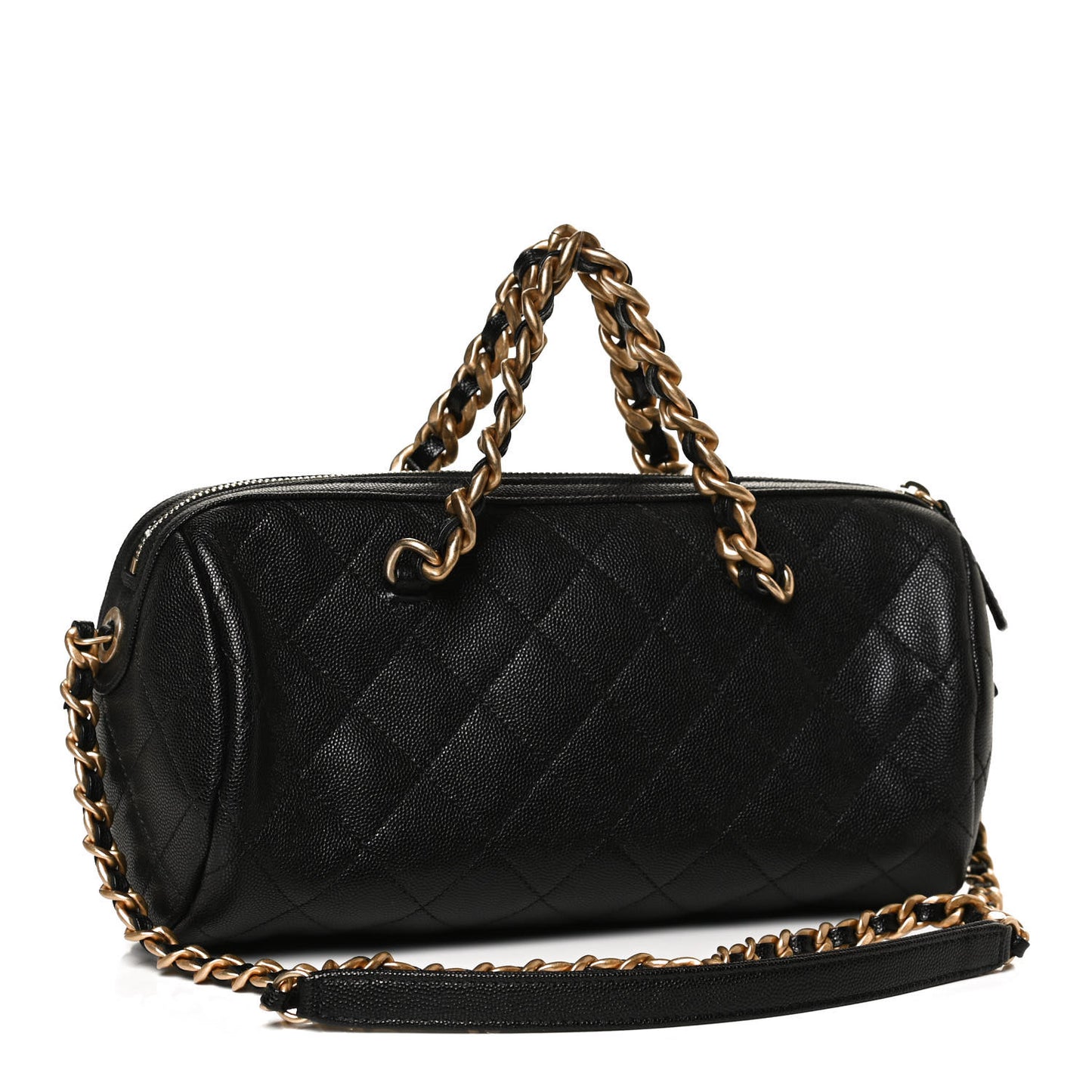 Caviar Quilted Small Fashion Therapy Bowling Bag Black