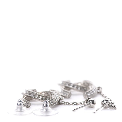 Chanel Baguette Crystal CC Drop Earrings Silver 3 of 4