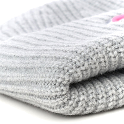 Chanel Wool Cashmere CC Beanie Hat Light Grey Fuchsia 8 of 10
