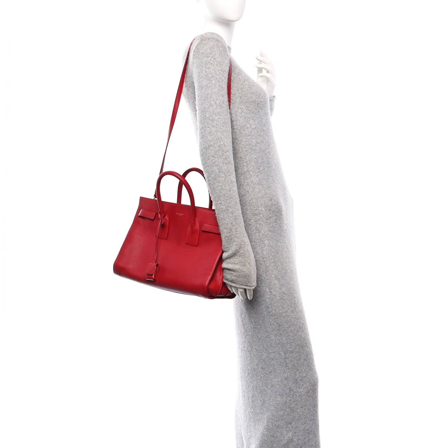 Saint Laurent Calfskin Small Sac De Jour Lipstick Red 2 of 13