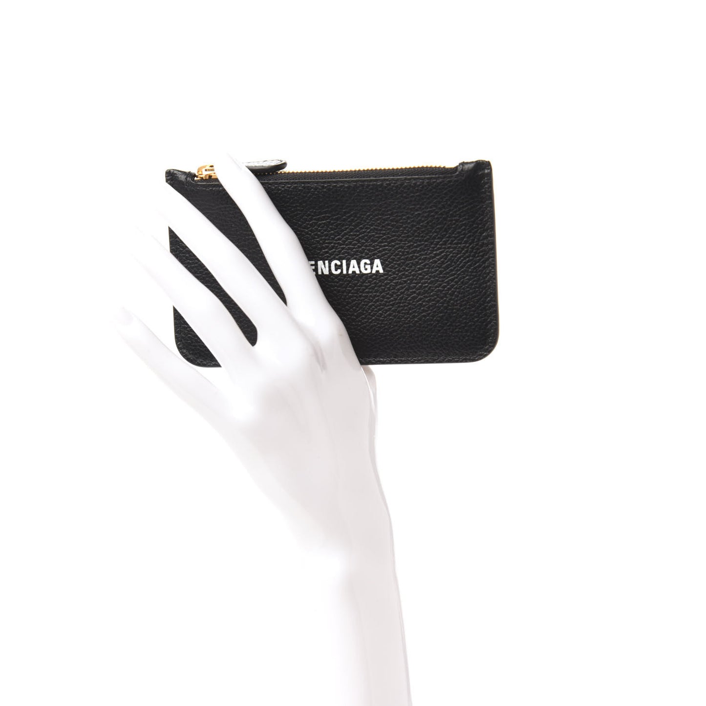 Grained Calfskin Logo Cash Long Coin Card Holder Black White