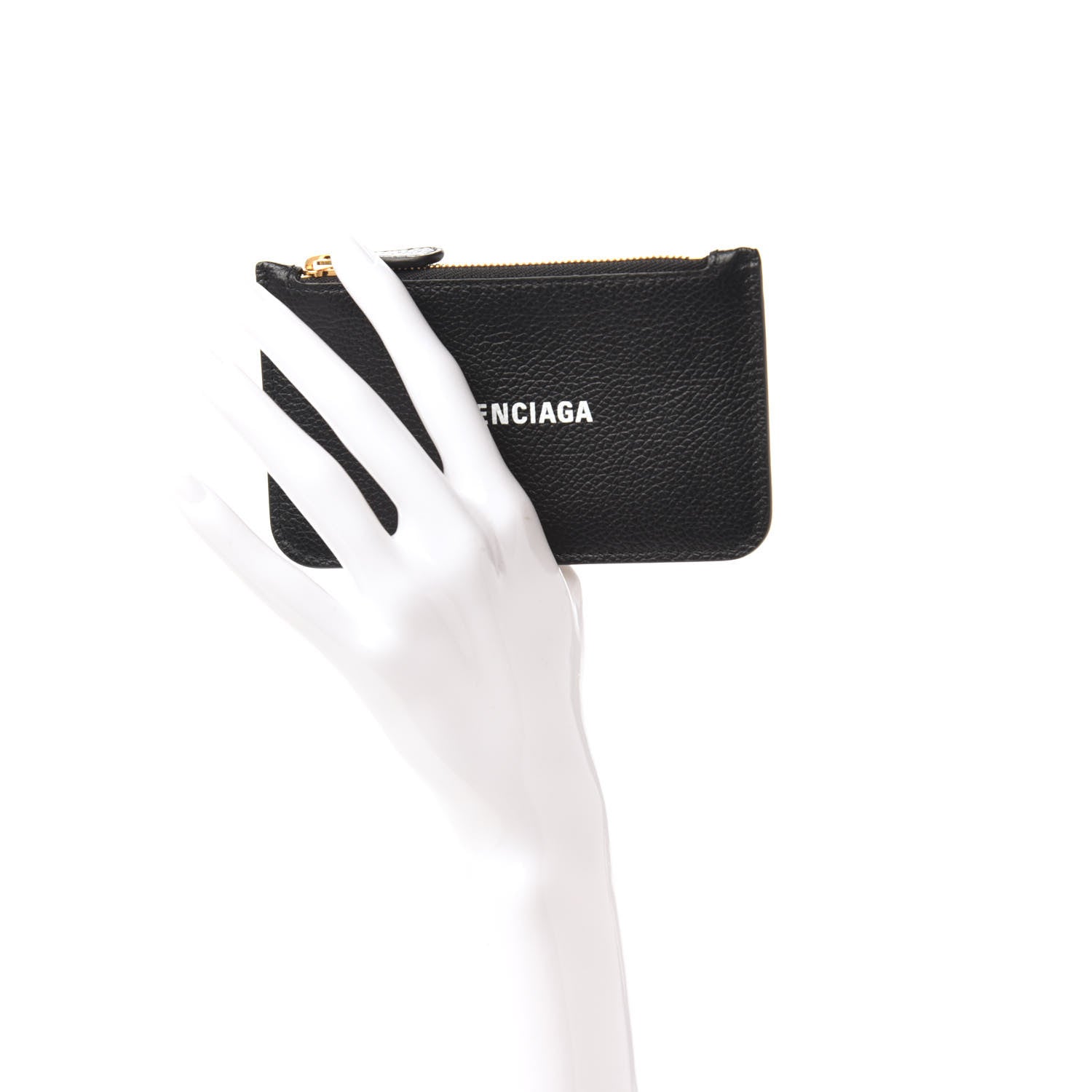 Balenciaga Grained Calfskin Logo Cash Long Coin Card Holder Black White 2 of 10