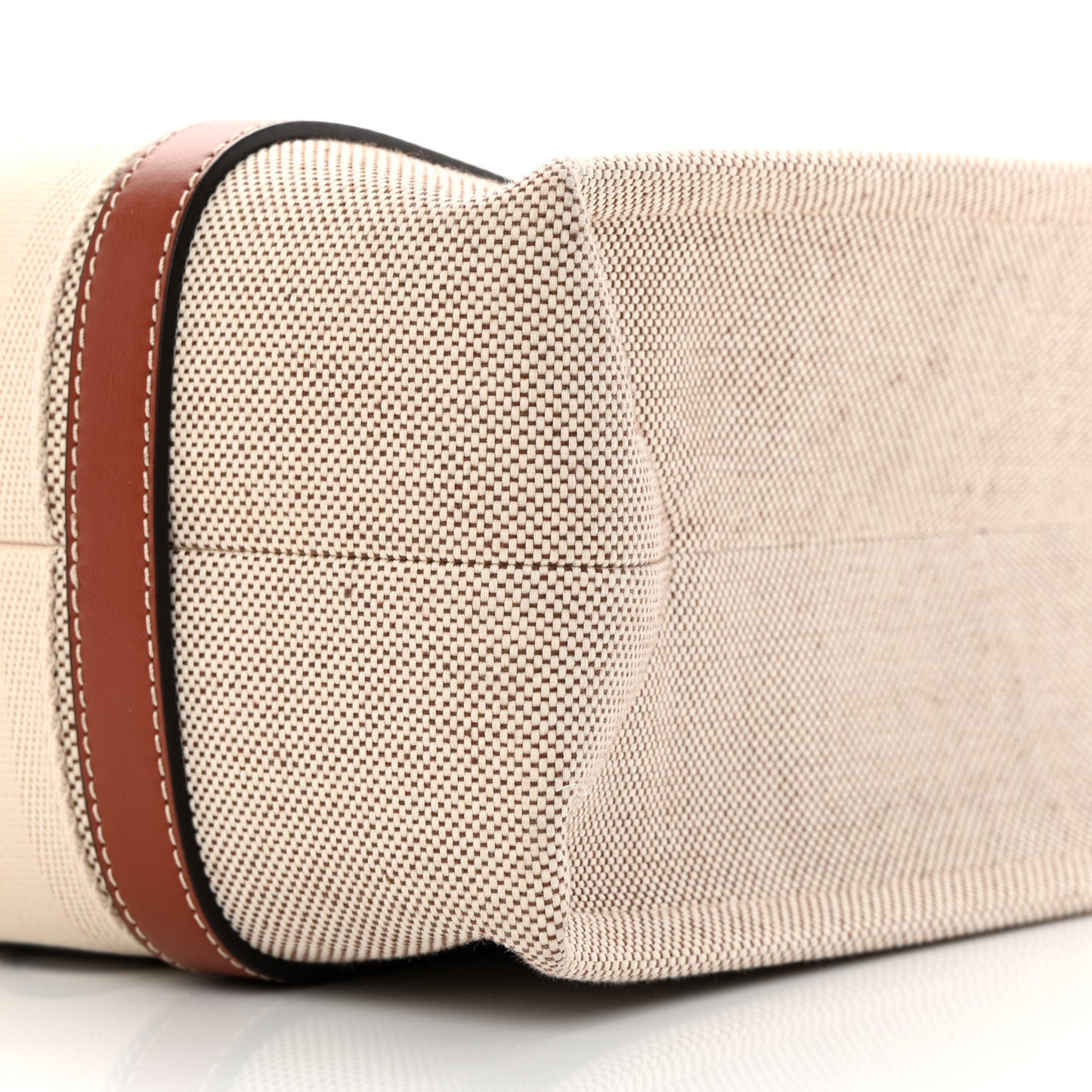 Cotton Calfskin Medium Woody Ribbon Tote White Brown
