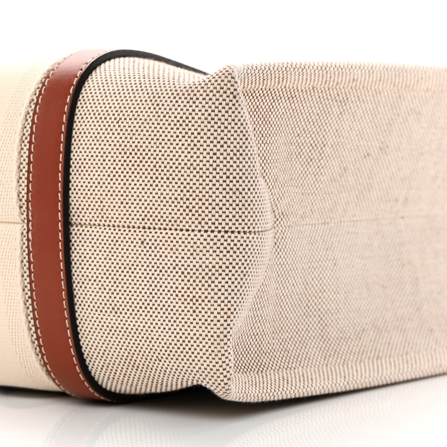 Chloe Cotton Calfskin Medium Woody Ribbon Tote White Brown 10 of 12