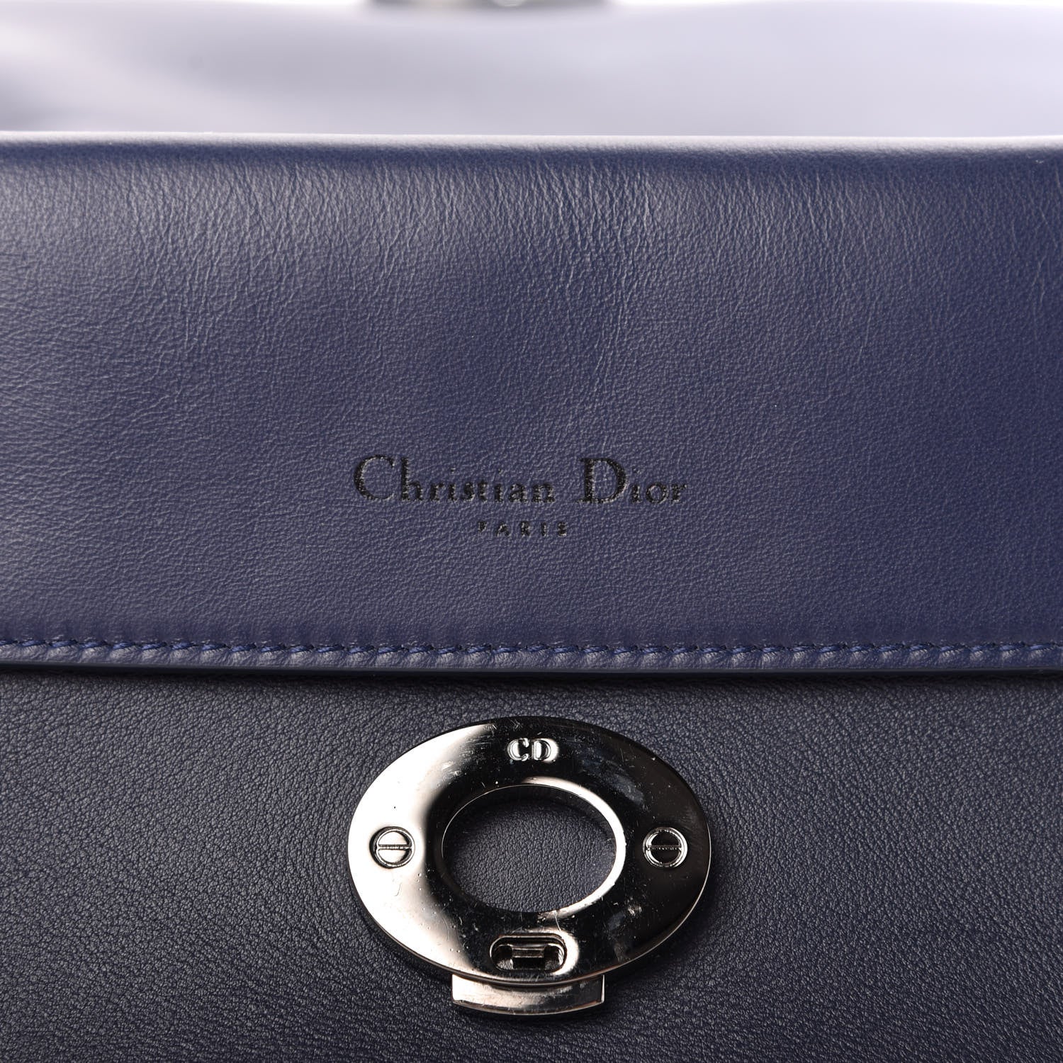 Christian Dior Metallic Patent Smooth Calfskin Small Be Dior Flap Navy Light Blue 8 of 9