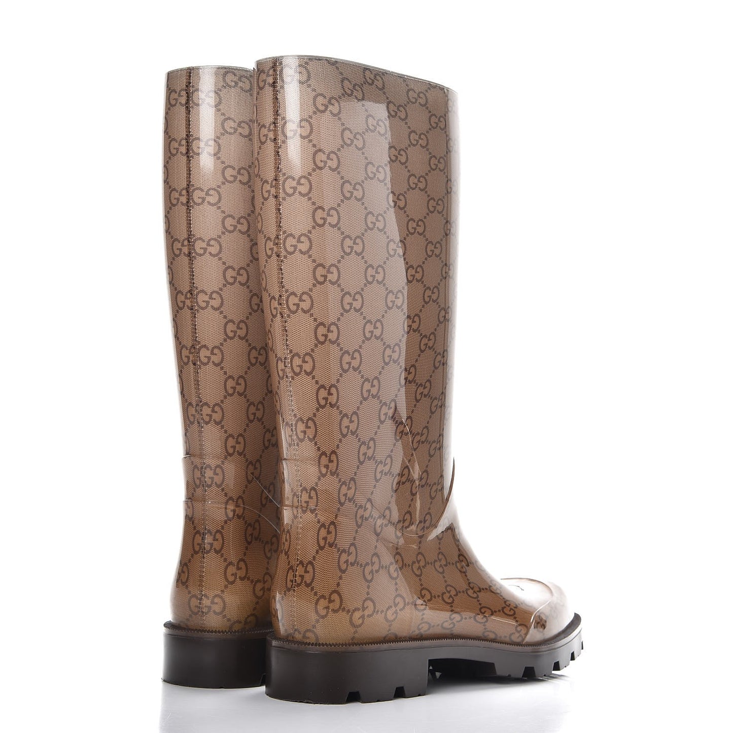Rubber Monogram Edinburg Rain Boots 41 Transparent Cocoa