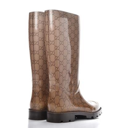 Gucci Rubber Monogram Edinburg Rain Boots 41 Transparent Cocoa 4 of 8