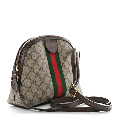Gucci GG Supreme Monogram Textured Dollar Calfskin Web Small Ophidia Dome Shoulder Bag Beige Ebony New Acero 3 of 12
