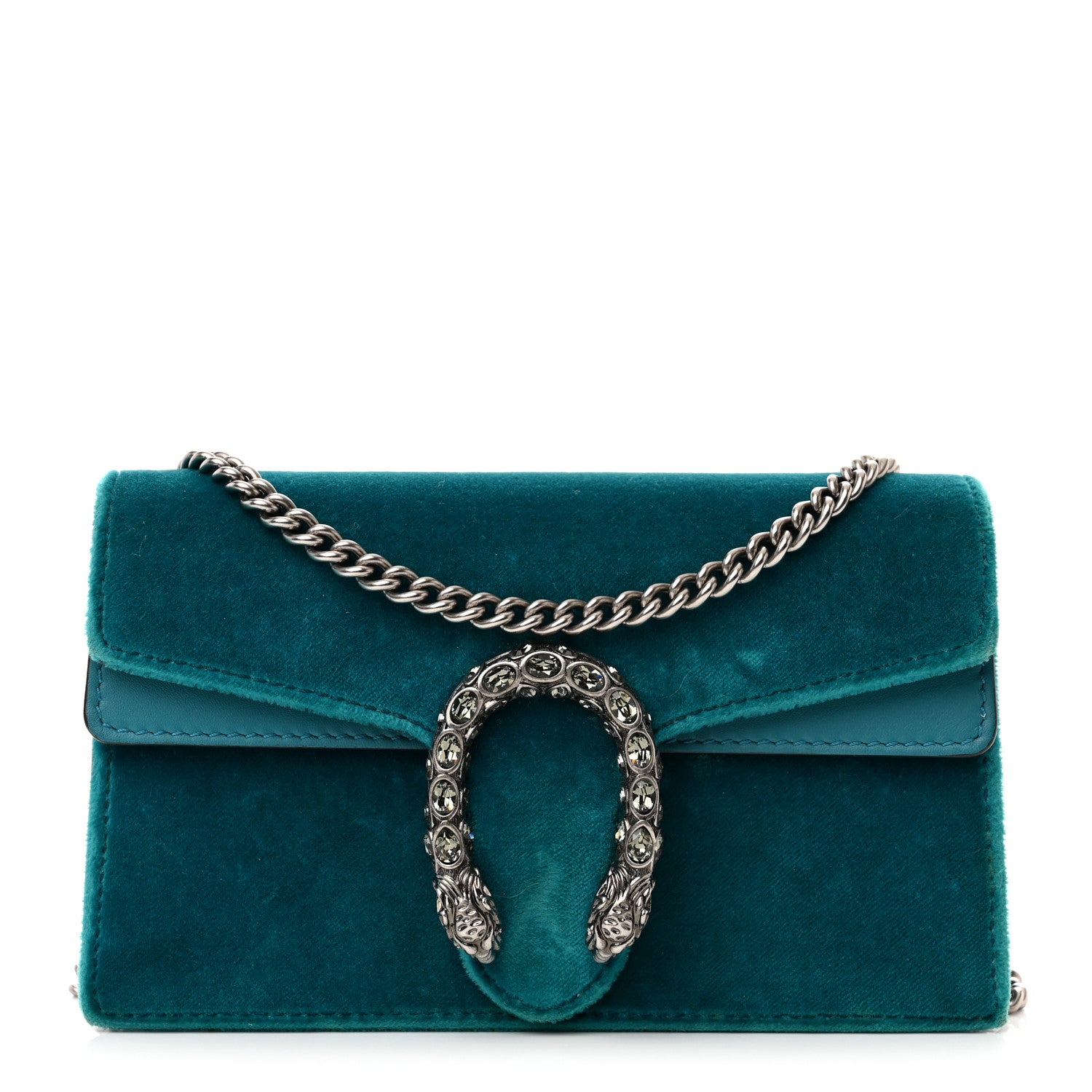 Gucci Velvet Super Mini Dionysus Shoulder Bag Pavone Cyan 1 of 13