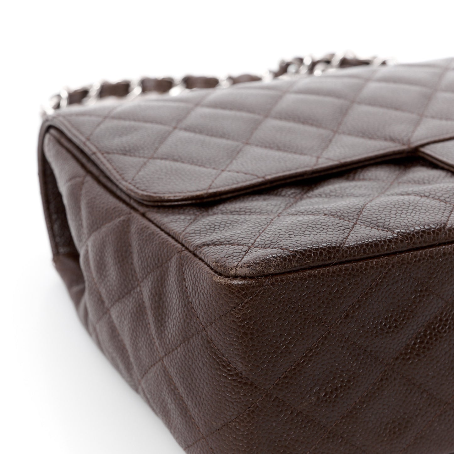 Caviar Quilted Jumbo Single Flap Dark Brown