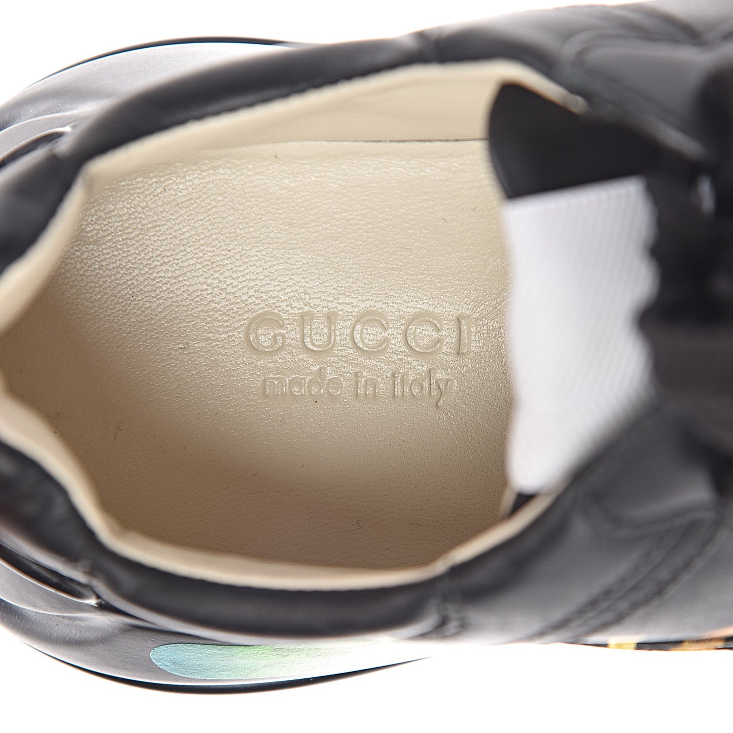 Calfskin Iridescent Logo Womens Rhyton Sneakers 35 Black