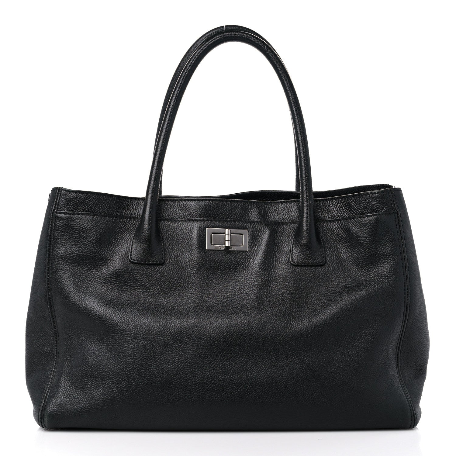 Chanel Calfskin Mademoiselle Lock Cerf Executive Shopper Tote Black 4 of 22