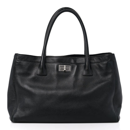 Chanel Calfskin Mademoiselle Lock Cerf Executive Shopper Tote Black 4 of 22