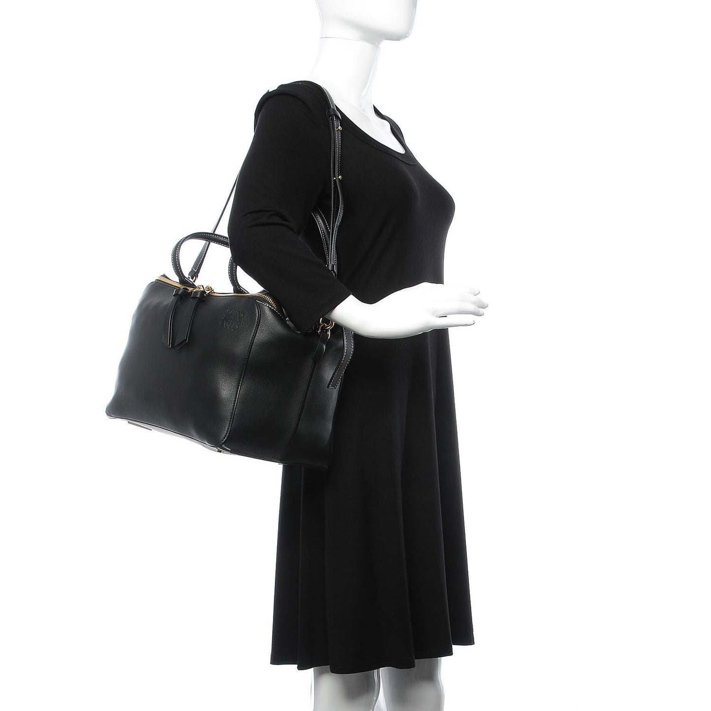 Calfskin Triple Zip Tote Black