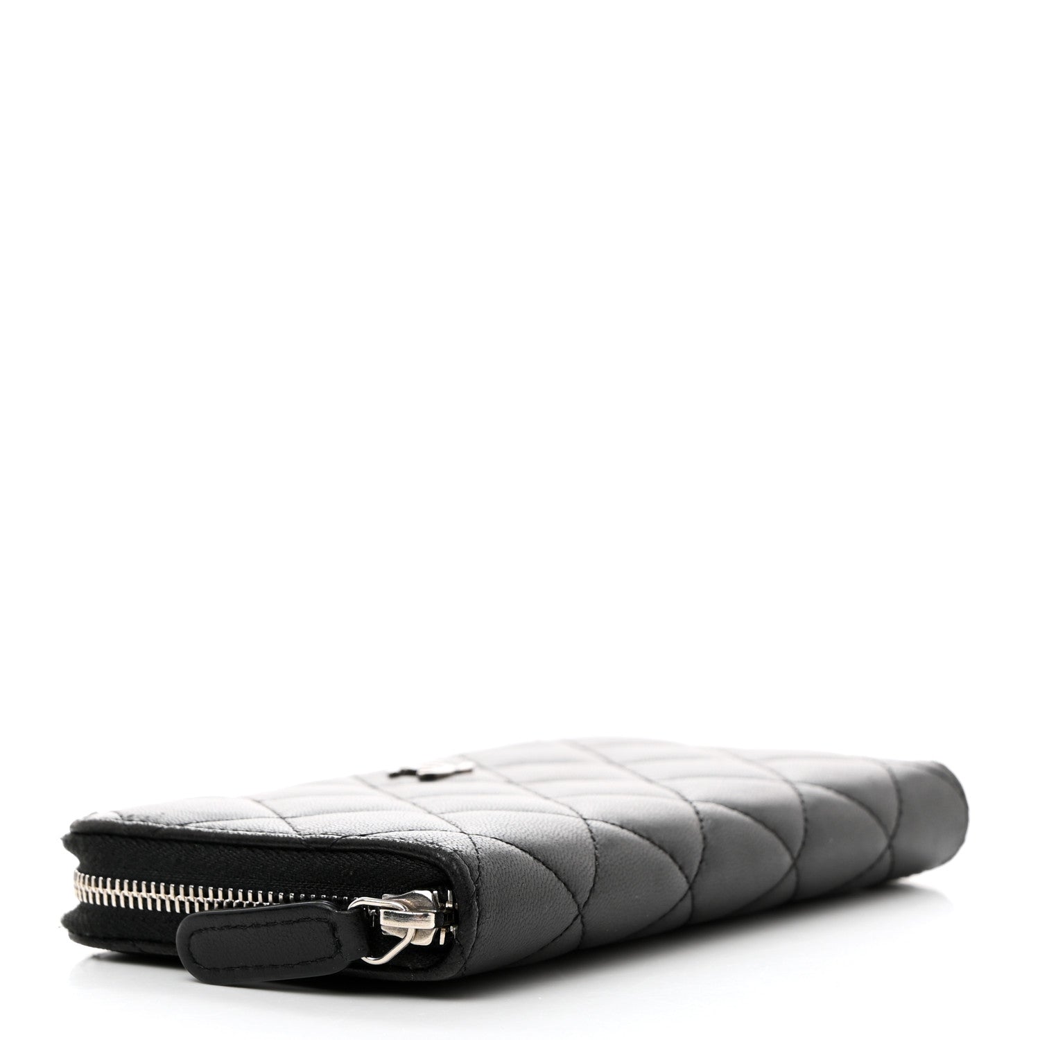 Chanel Lambskin Quilted Medium Zip Around Wallet Black 5 of 11